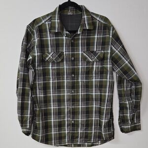Eddie Bauer Men's Green Plaid Mesh Outdoor‎ Performance Long Sleeve